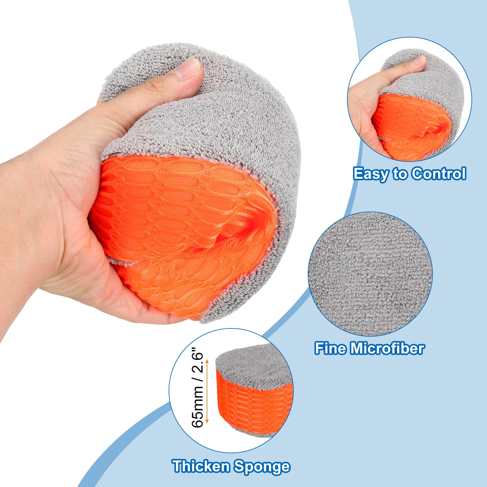 sourcing map 4 esponjas de microfibra para lavado de coche, 8.7 x 4.3 pulgadas, almohadillas aplicadoras de espuma antiarañazos para detalles de automóviles, encerado, aplicación de acondicionador