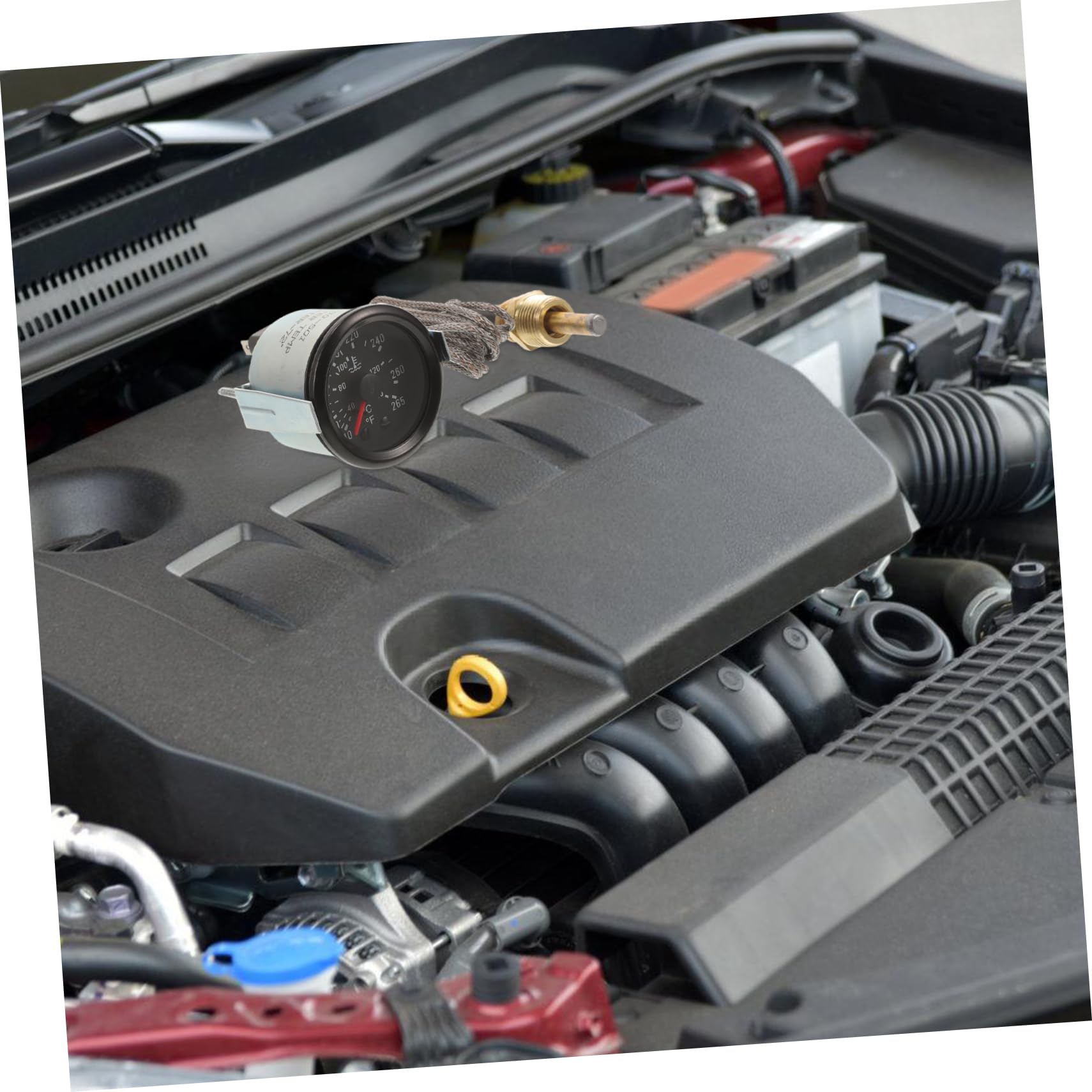 POPETPOP Indicatore Meccanico Temperatura Acqua Auto con Sensore Misuratore Temperatura Serbatoio Acqua per Veicoli Installazione Facile Monitoraggio in Reale Celsius e Fahrenheit