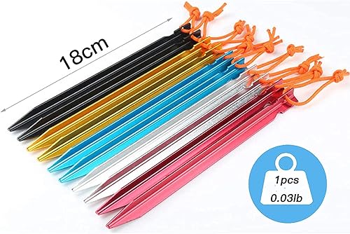 Miniatura 4 de HIKEMAN Estacas de aluminio para tienda de campaña, paquete de 20 estacas ligeras con cuerdas reflectantes para mochileros, campamentos, tiendas de