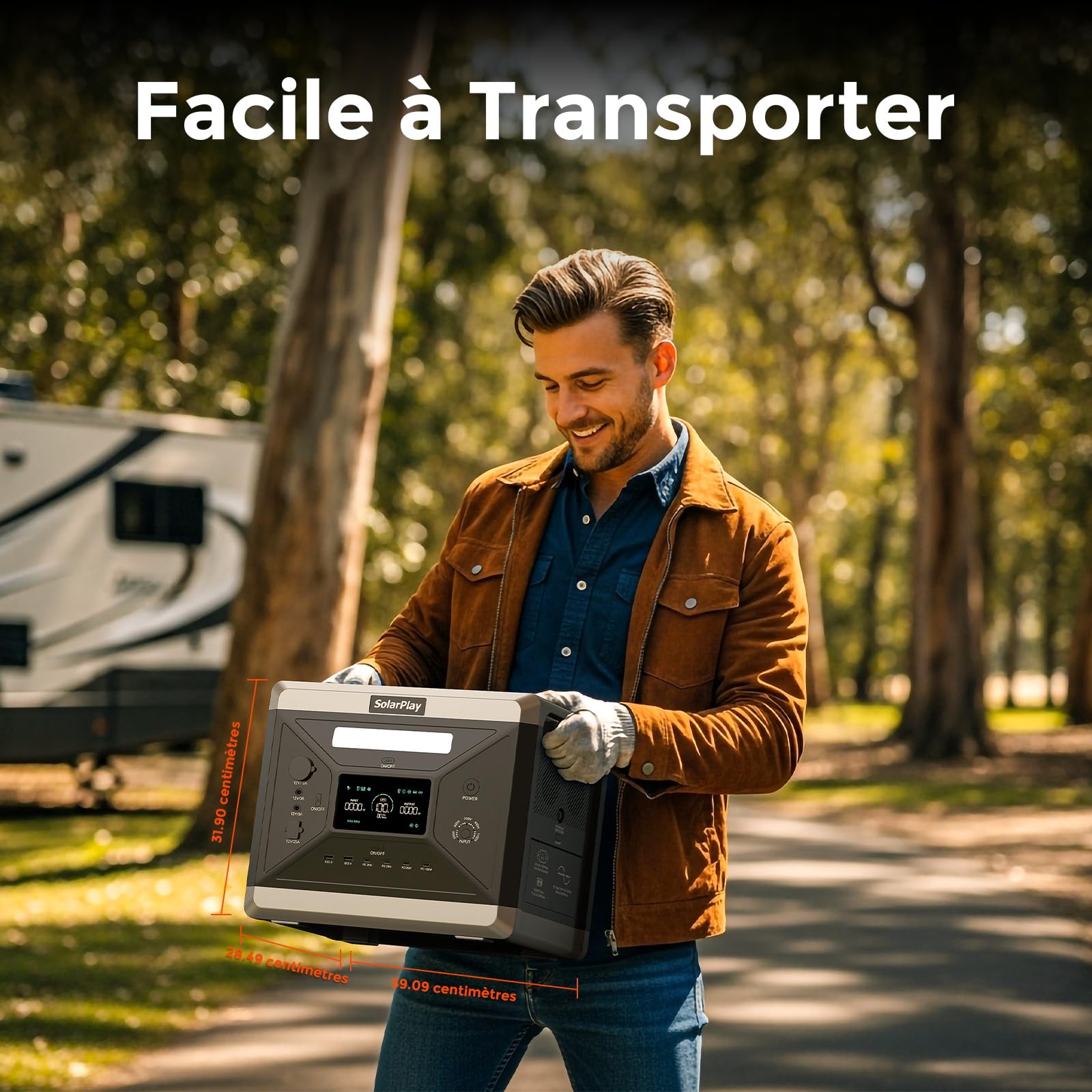 SolarPlay Q2501 Generateur Electrique Portable avec Panier, 2160 Wh Batterie LiFePO4 Station Electrique, 2400 W (4800W Pic) 230 V Groupe Electrogene Solaire pour Camping, Voyage Maison/Bureau