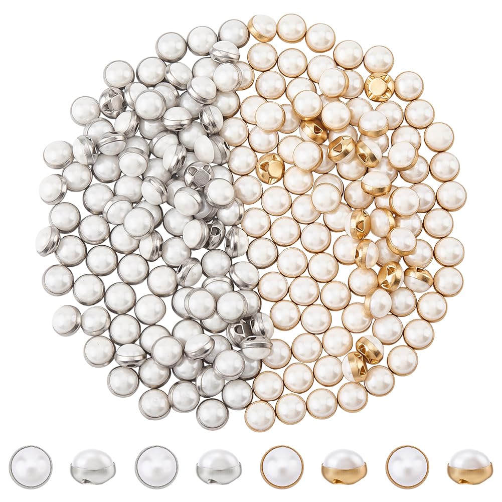 Boutons perles blanches 6mm mini boutons laiton doré 4 trous pour couture mercerie scrapbooking