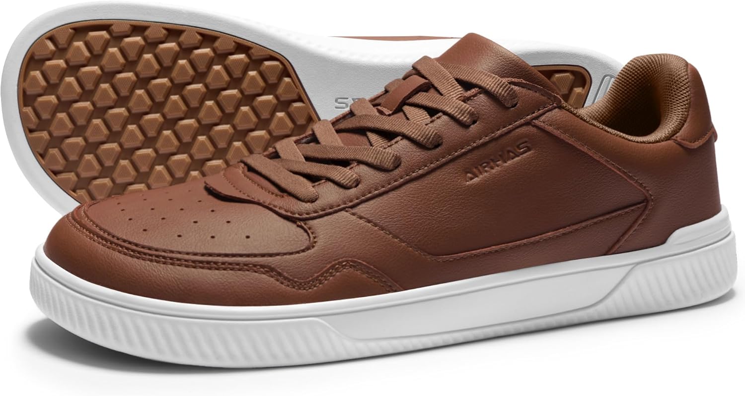 AIRHAS Men's Barefoot Shoes | Wide Toe Box Minimalist Sneakers | Vegan Leather Zero Drop Casual Walking Shoes