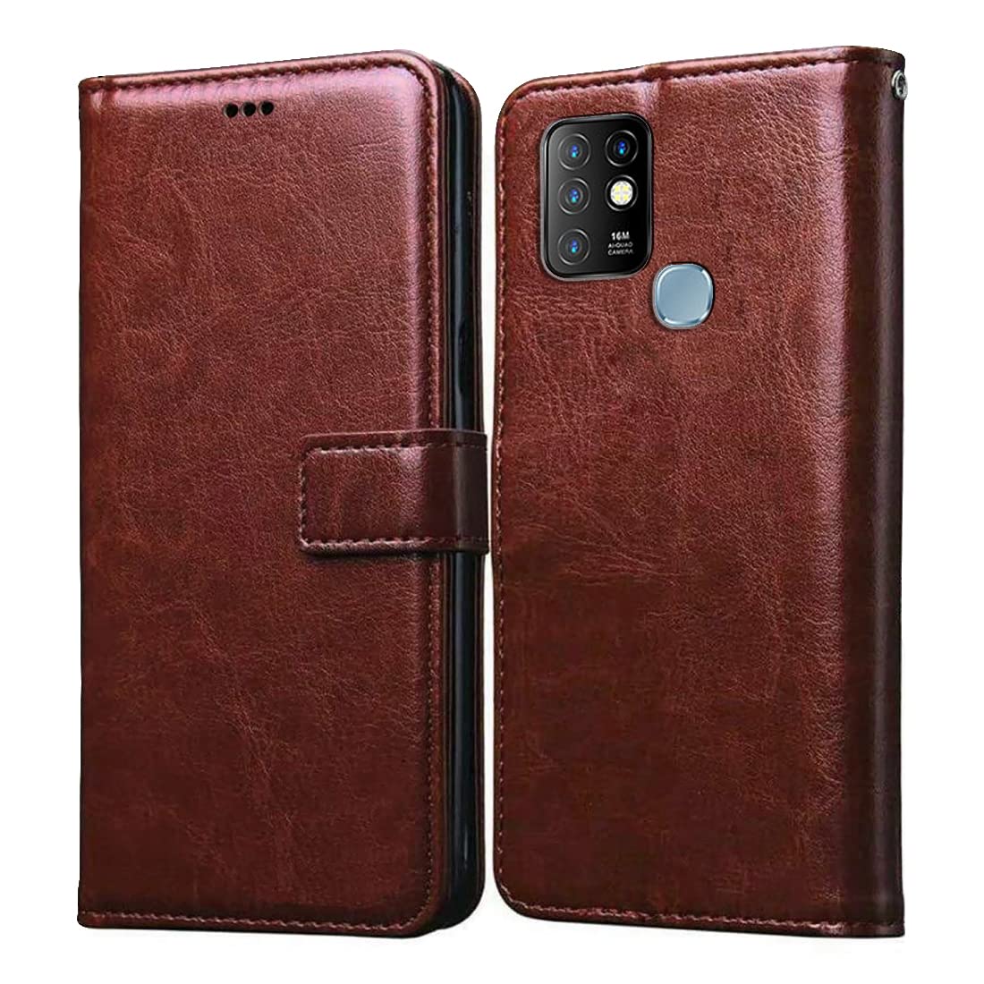 Casotec Flip Cover for Infinix Hot 10 | Premium Leather Finish | Inbuilt Pockets & Stand | Flip Case for Infinix Hot 10 (Brown) (B09VDSB311) Amazon Price History, Amazon Price Tracker