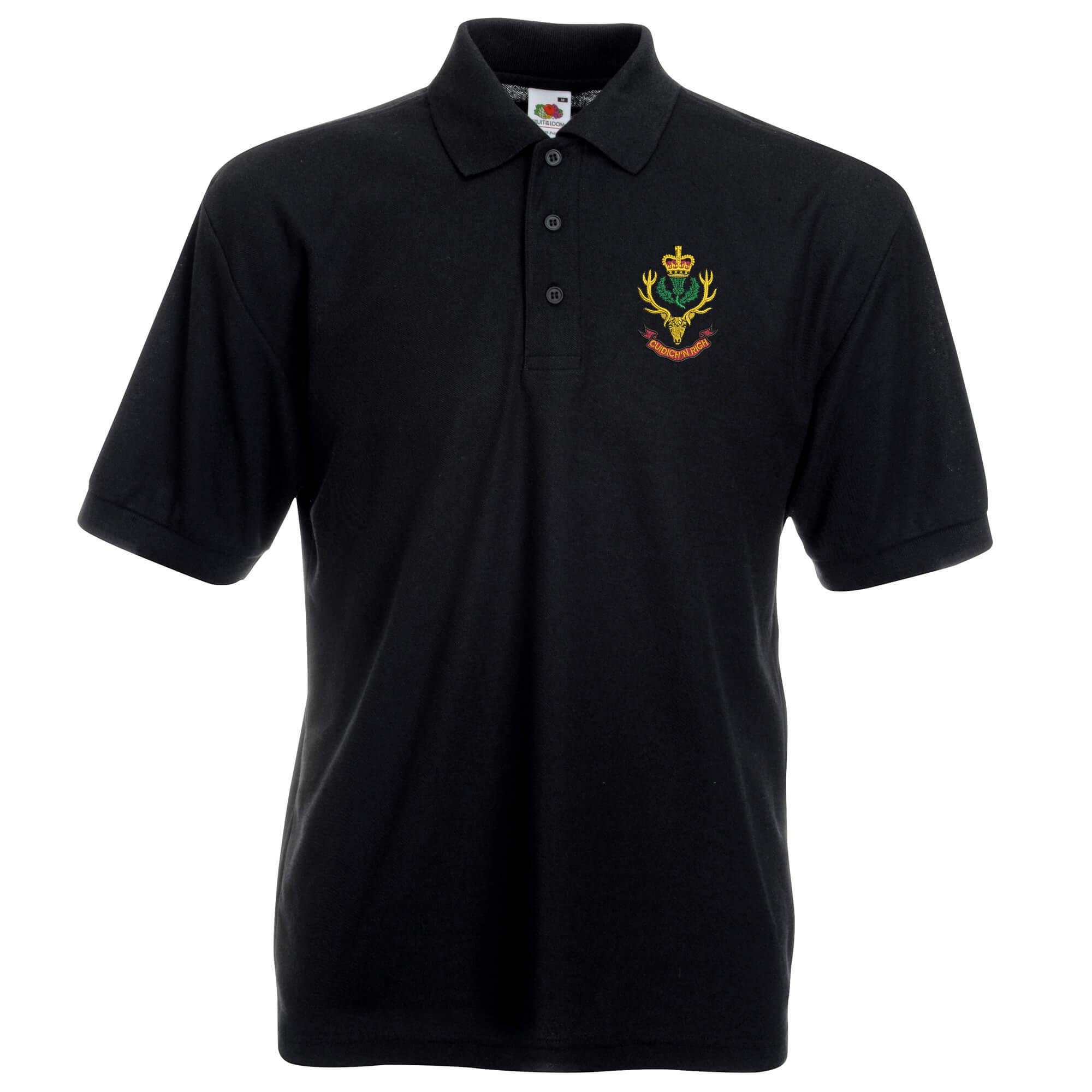 Pineapple Joe's Men's Black Queens Own Highlanders Embroidered Polo - Large
