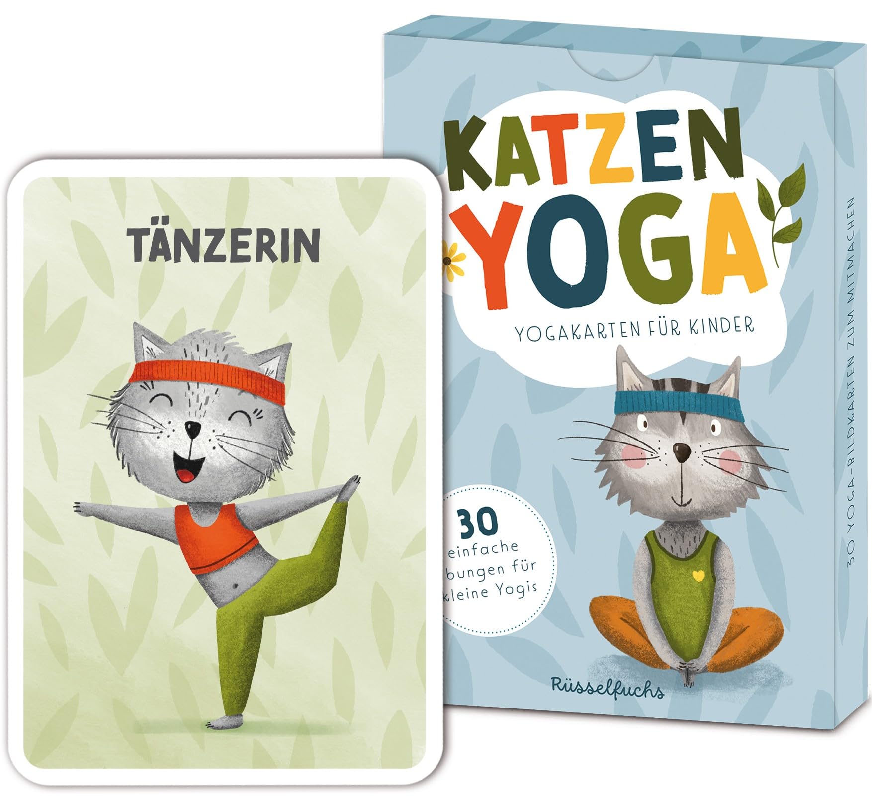 Rüsselfuchs Yogakarten für Kinder - Gedruckt auf FSC-zertifiziertem Papier - Übungskarten Kinderyoga Bildkarten Tiere - Yoga Kinder Karten - Yoga-Übungen ab 4, 5, 6, 7 Jahren - Yogakatzen DIN A6