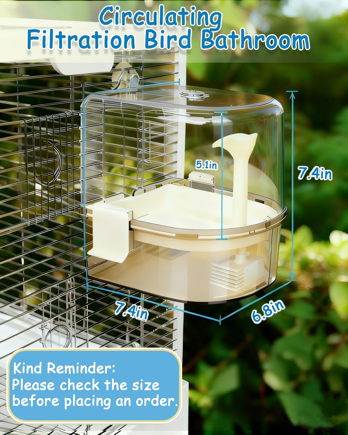 Bird Bath Shower, Bird Bath for Cage with Faucet, Parrot Shower Bathtub Parrot Automatic Bathing Box, Bird Baths for Parakeets, Ferret, Budgie, Goldfinch, Cockatiel, Lovebird and Small Birds (Orange) - image 2