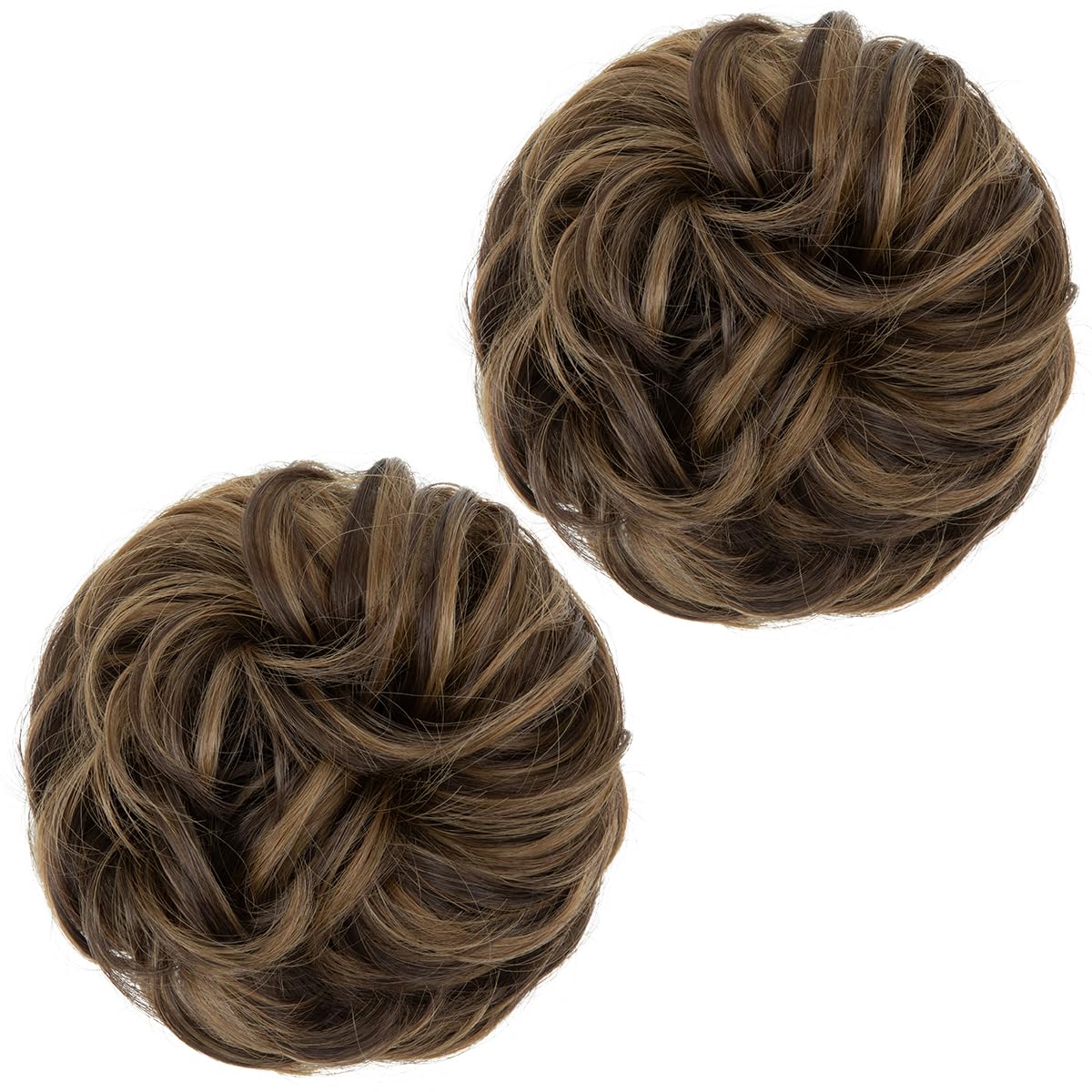 SARLA 2PCS Messy Bun Hair Pieces for Womens Synthetic Scrunchies Buns Extension Hairpieces Updo Pony Tail Coffee Brown - Image 2