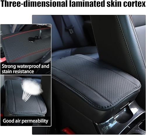 Miniatura 5 de Sodcay Pack-1 alfombrilla para reposabrazos de fibra de cuero para automóvil cubierta de consola central universal de cuatro estaciones almohadilla