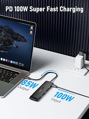 Miniatura 5 de Lemorele Estación de acoplamiento de doble monitor USB C para portátil Dell/HP/Lenovo/Surface, adaptador de concentrador multipuerto de pantalla