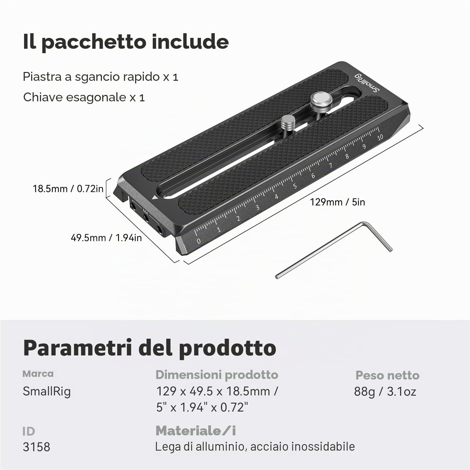 SMALLRIG Piastra QR Stile MFT per DJI RS/Ronin-S-3158B
