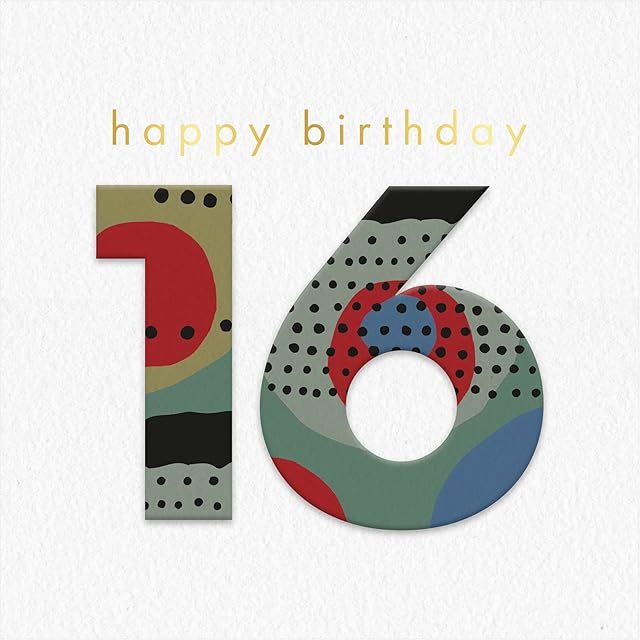 The Heritage Press Masquerade Birthday Card - Happy 16th Birthday Single Card - Age Card - Made in UK - Printed with Vegetable Inks - Size 125x125mm