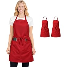 2/6/12/24 Pack Waterproof Aprons Bulk with Pockets, Polyester and PVC Coated Chef Aprons for Cooking, Painting, BBQ