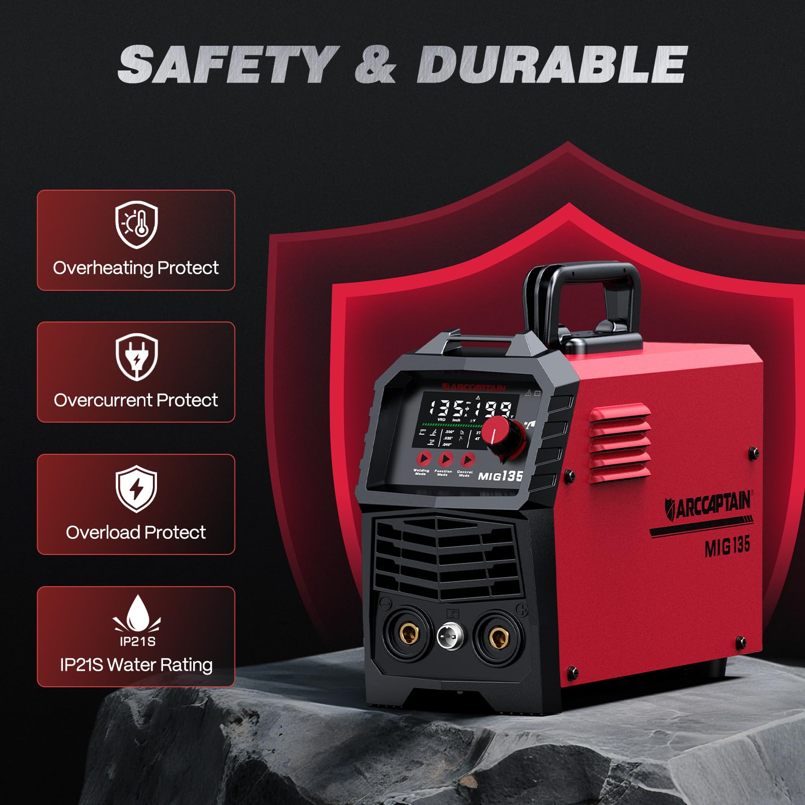 ARCCAPTAIN 135A Flux Core MIG Welder 110V 3-in-1 Gasless MIG Stick Lift TIG — Amazon image 7