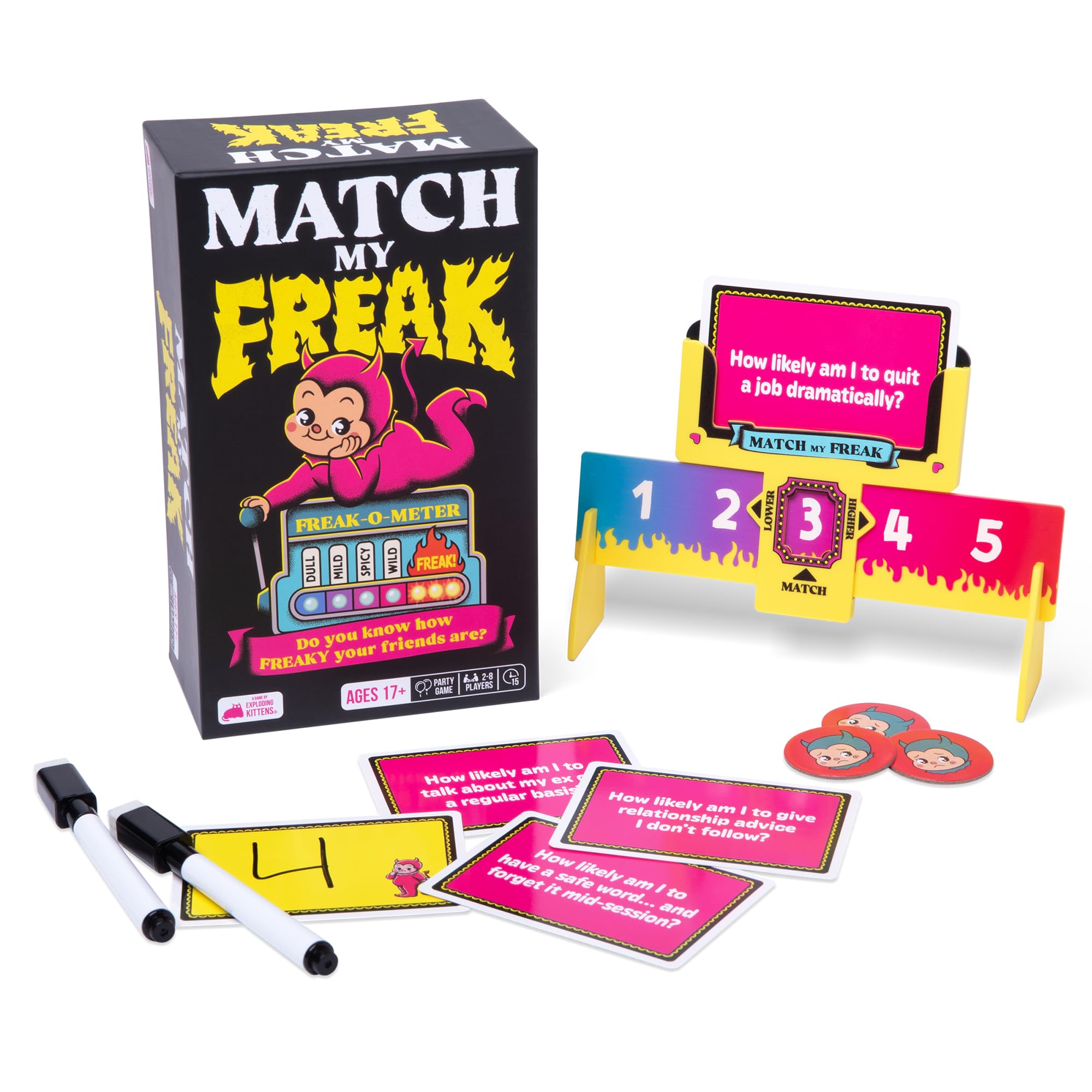 Exploding Kittens Match My Freak, the Adult Party Game of Oversharing, Fast Rounds, Chaotic Group Guesses