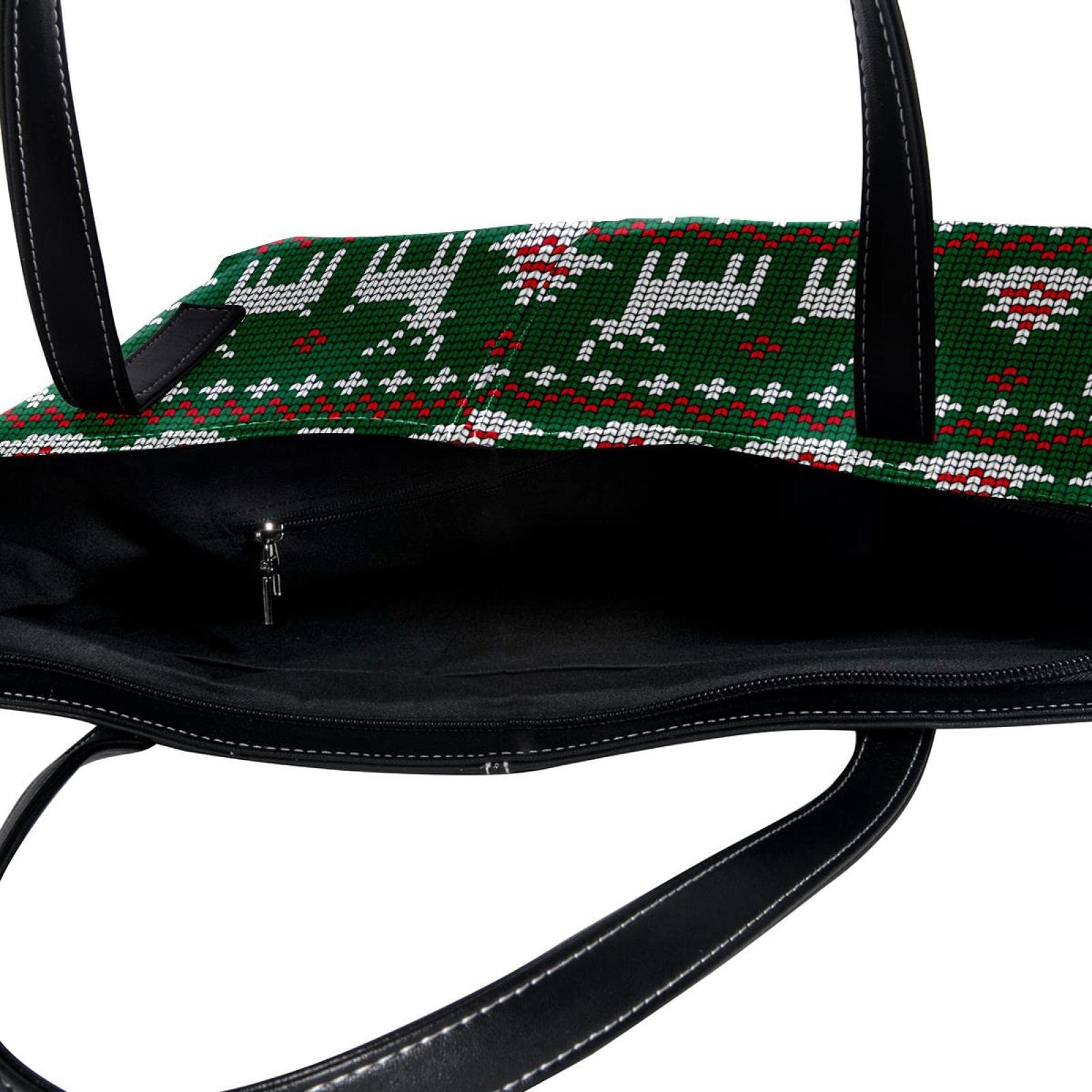 Bolsa de mano personalizada con cremallera, bolsas de hombro casuales para uso diario, trabajo, escuela, Navidad, alce, ciervo, árbol, patrón de punto verde, Varios colores