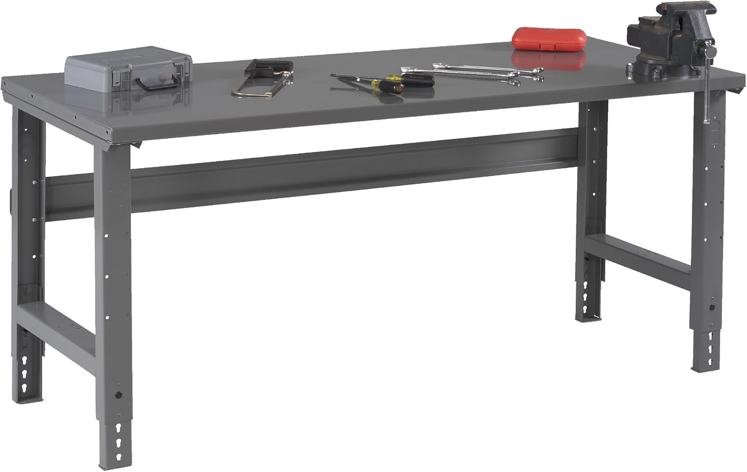 Tennsco WBA-1-3048S-MGY Adjustable Leg Workbench, Steel Top, 48" Width, 30" Length, 27 4"-35 2" Height, 4000 lbs. Load Capacity, Medium Grey