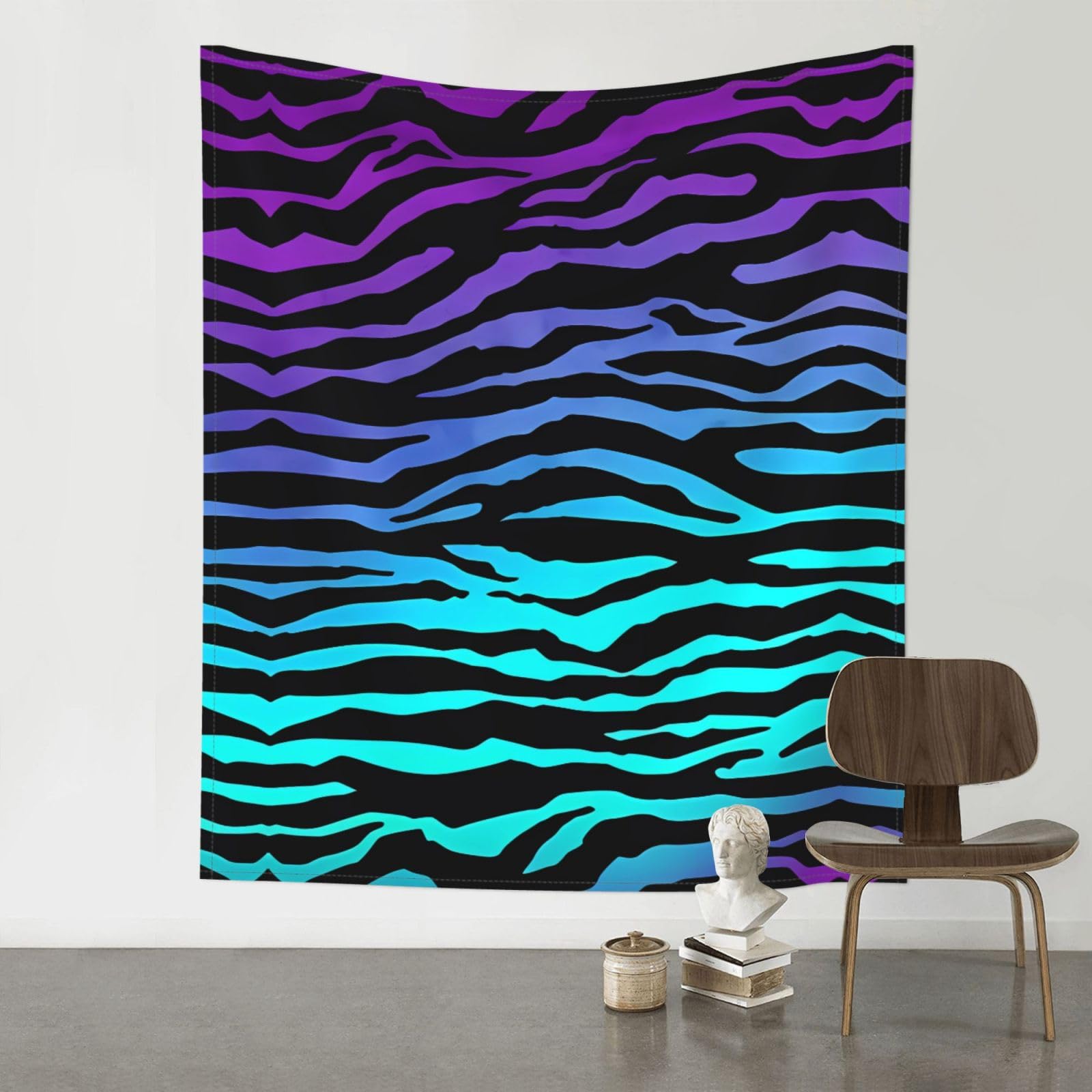 WHJSSF Purple Blue Green Camouflage Zebra Stripes Prints Wall Tapestry 60x51in - Boho Decor Throw for Bedroom, Dorm, Picnic & Outdoor Adventures