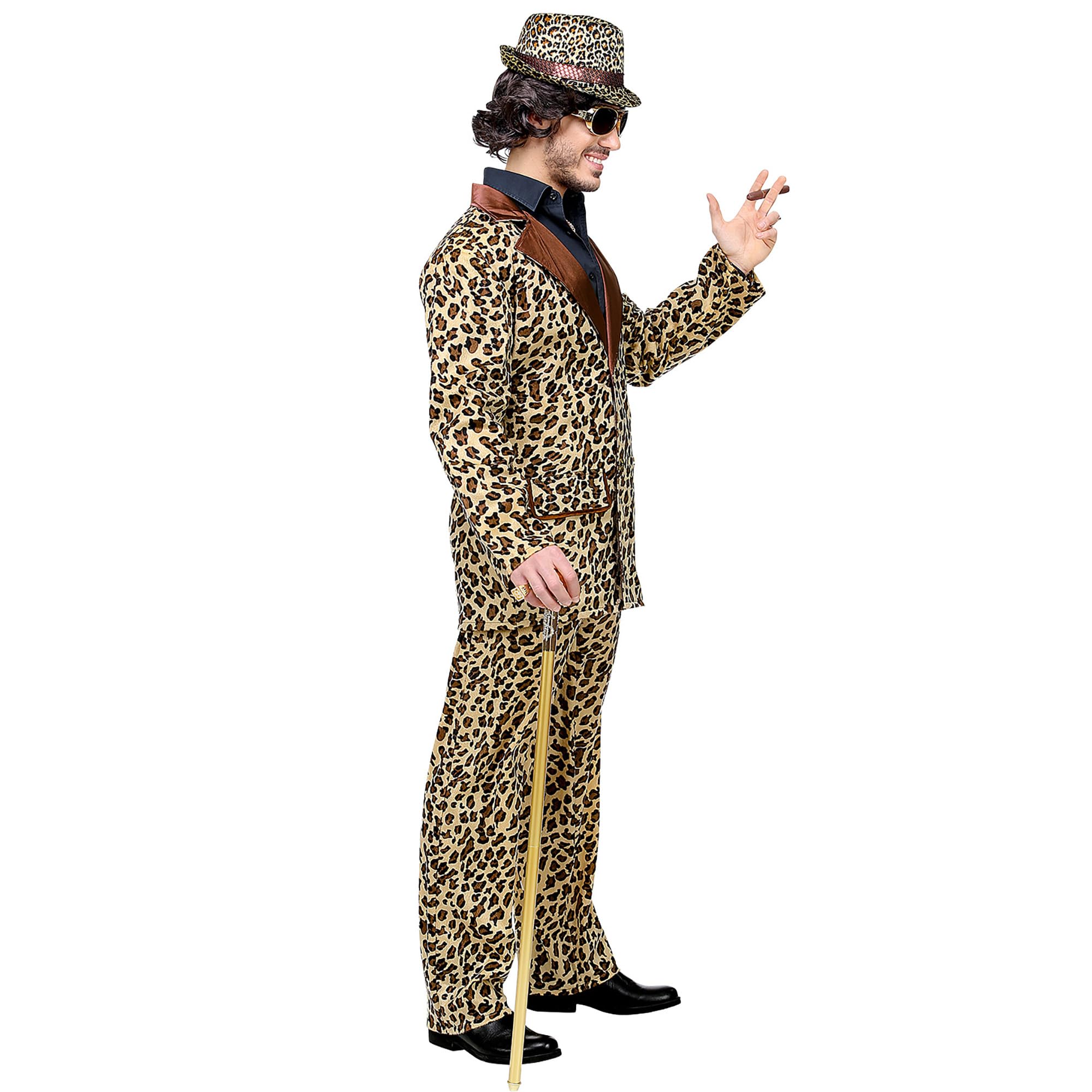 W WIDMANN MILANO Party Fashion - Costume da milionario | Con motivo leopardato, Completo con giacca e pantaloni in stile Hustler per il Carnevale, feste a tema