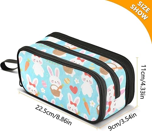 Miniatura 3 de Nylon Pen Pencil Bag Childish Rabbits Carrot Big Capacity Pencil Case Stationery for Elementary Kids estuche para