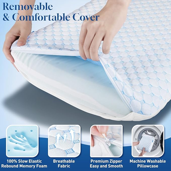 Almohada Memory Foam Ultra Delgada 2.75 Pulgadas - Soporte Cervical - Funda Removible miniatura 4