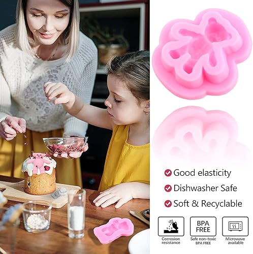 Miniatura 3 de Mujiang Moldes de silicona para fondant, molde de chocolate con oso de luna para decoración de pasteles, pasta de goma, decoración de cupcakes,