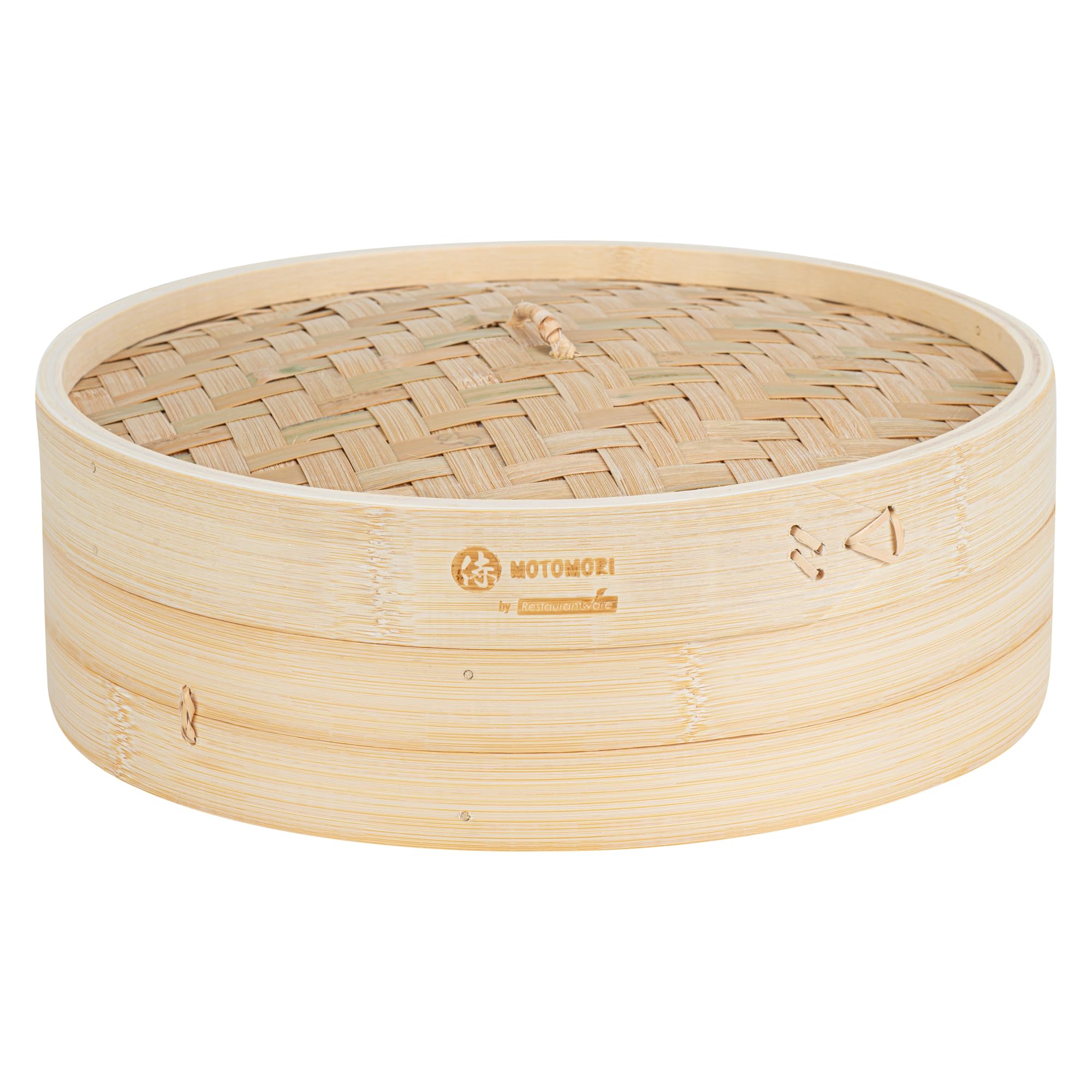 Restaurantware-Motomori 12 Inch Bamboo Steamer Set, 1 Reusable Dumpling Steamer - Includes 1 Lid And 1 Tier, Durable, Bamboo Asian Basket, For Steaming Vegetable, Meat, And More