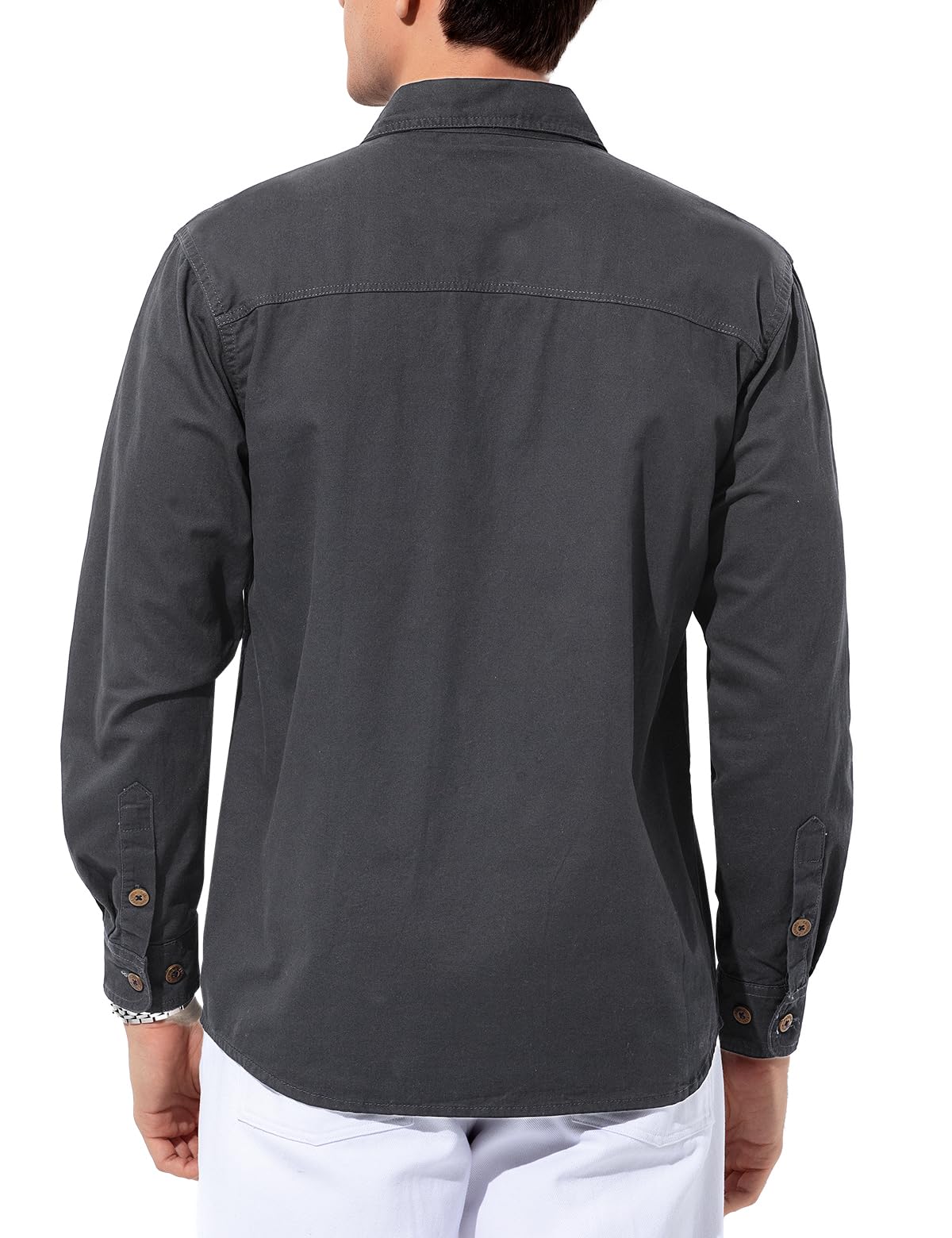 Casey Kevin Chemise de Militaire à Manches Longues pour Homme en Coton, Chemise Cargo Vintage pour Travail Extérieur Randonnée Tactique, Boutonnée, 2 Poches, Regular Fit