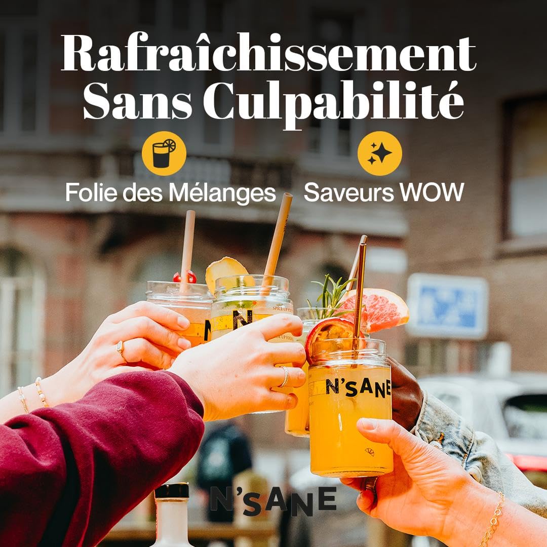 Mélange pour cocktail N’Sane Fruit de la Passion Vanille | Boisson sans alcool 500ml sans sucres ajoutés | Base naturelle pour cocktails, mocktails & boissons chaudes
