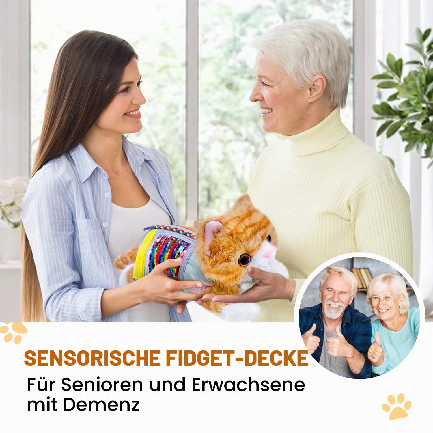 Fidget Blanket, Nesteldecke für Demenzkranke, Senioren & Demenz Beschäftigung Hände, Zappelsensordecke für Demenz, Geschenk und Aktivitäten für Senioren mit Alzheimer oder Demenz