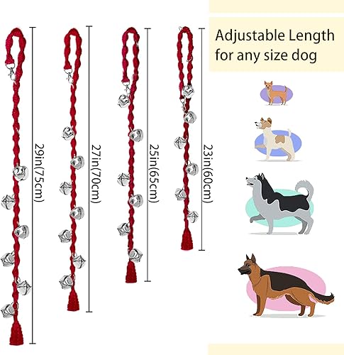 Vista 21 de Dog Bells to Go Outside & Puppy Potty Training, anillo ajustable para puerta de perro, anillo para ir al baño, hecho a mano con hilo de alta Beige