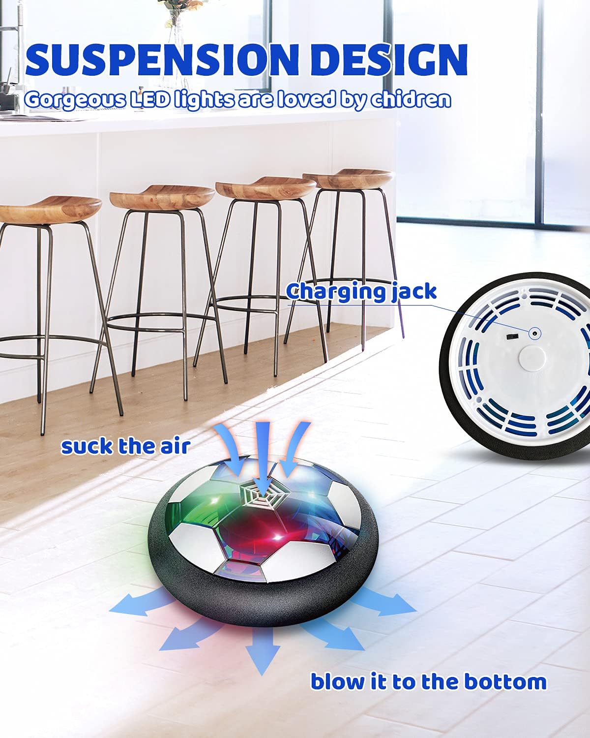 iDock 2-in-1 Hover Hockey Soccer Ball Set, USB Rechargeable and Battery Hockey Floating Air Soccer with Led Lights, Indoor Outdoor Games Sport Toys Kit for Kids Boys Girls Ages 3 4 5 6 7 8-12 : Toys & Games