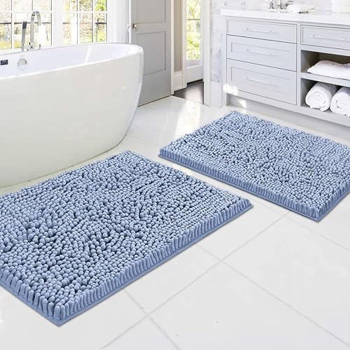 Alfombras de baño de felpilla 2 piezas para baño antideslizantes absorbentes lavables a máquina de secado rápido alfombras de baño peludas de