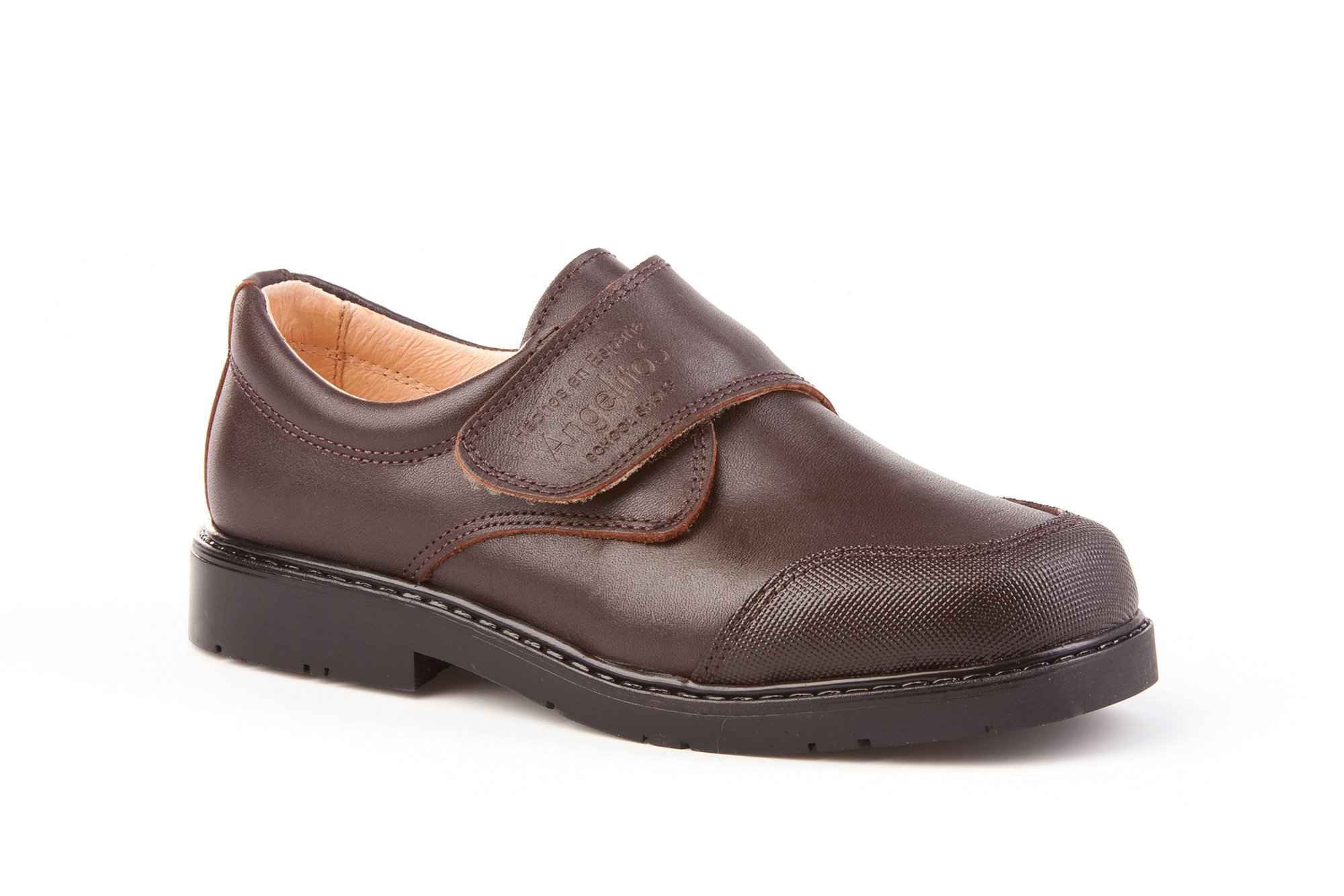 Angelitos Zapatos Colegiales con Puntera Reforzada Todo Piel, mod.452. Calzado infantil Made in Spain, Garantia de calidad. (38, Marrón)