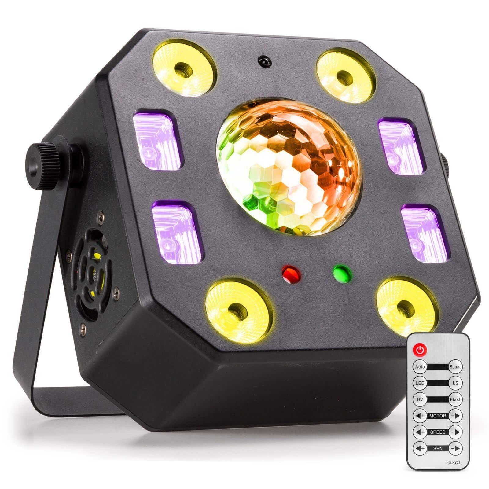 BeamZ Lightbox5 - Party Lichteffekt 5-in-1 DMX Licht mit Jelly-Ball, Stroboskop, Blacklight und LED Strahler für die perfekte Party - Discolicht Partylicht, DJ Lichtanlage, Lichttechnik - Schwarz