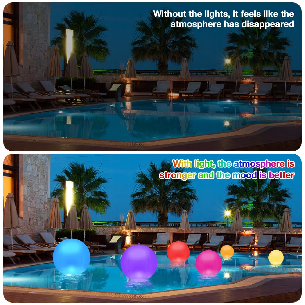 IXYHKB Boule Lampe Flottante Piscine Solaire, 2 Pièces 34cm Boule Lumineuse Piscine Flottante Solaire, 16 RGB Lampe Flottante Sphère Lumière, Lumière de Spa à LED pour Extérieure Jardin Fête Terrasse