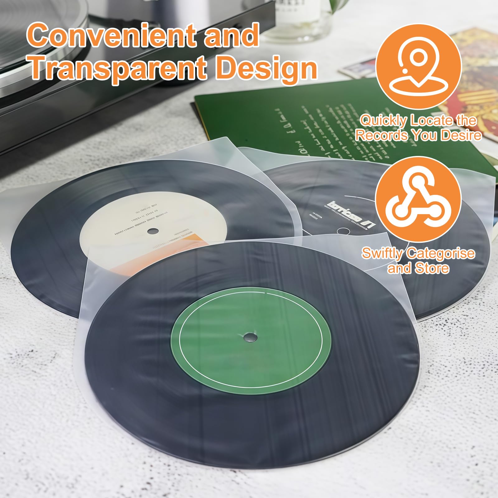 Lot de 50 Pochettes Vinyle 7 Pouces 45 Tours Transparentes Antistatiques Protection LP 18x18 cm
