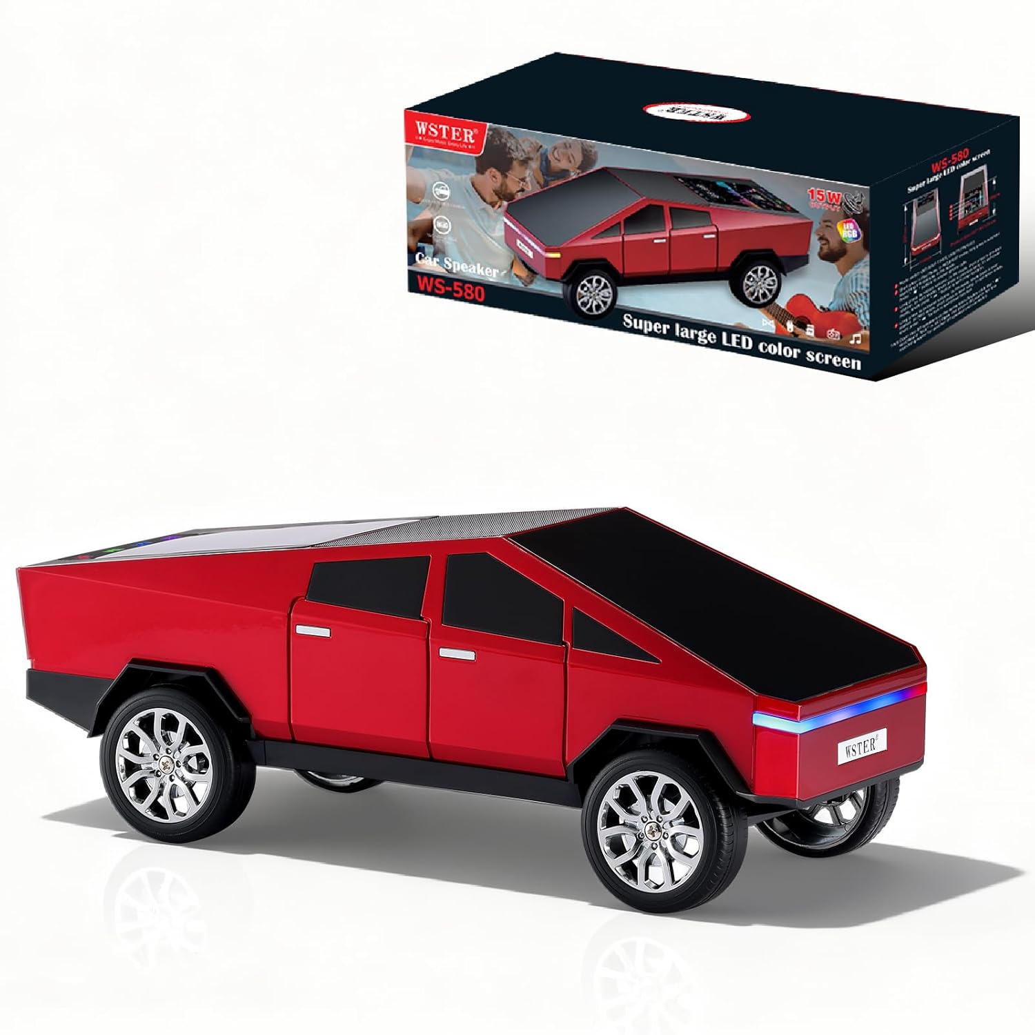 Futuristic Truck Bluetooth Replica Speaker with LED Display Screen Portable Future-Style Audio with TWS Link FM Radio LED