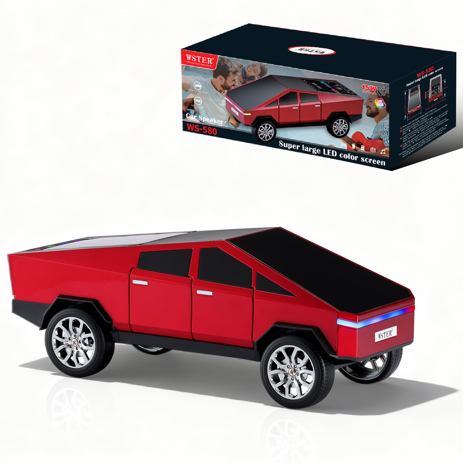 Futuristic Truck Bluetooth Replica Speaker with LED Display Screen Portable Future-Style Audio with TWS Link FM Radio LED