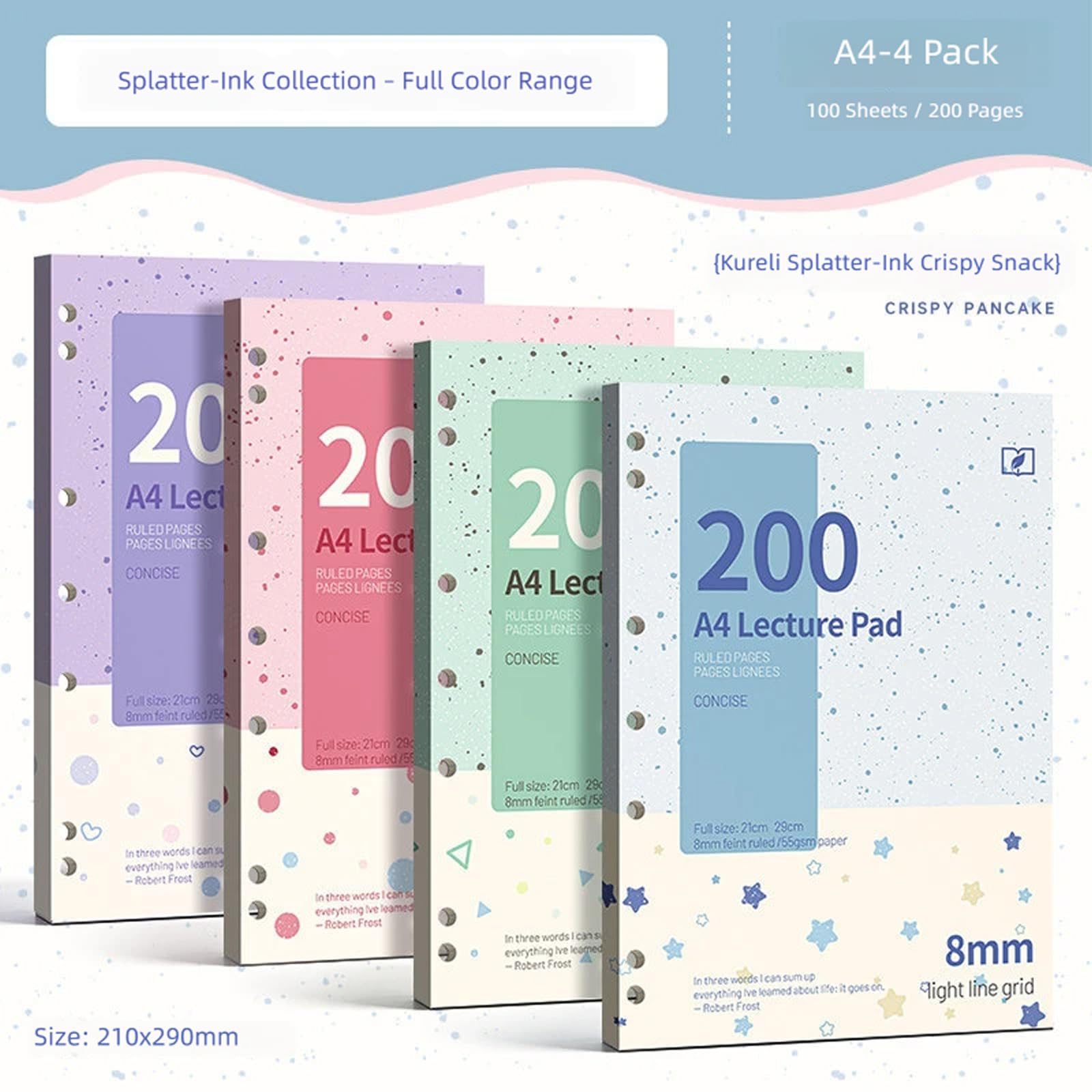 Blocco note a righe con 200 pagine, 4 confezioni