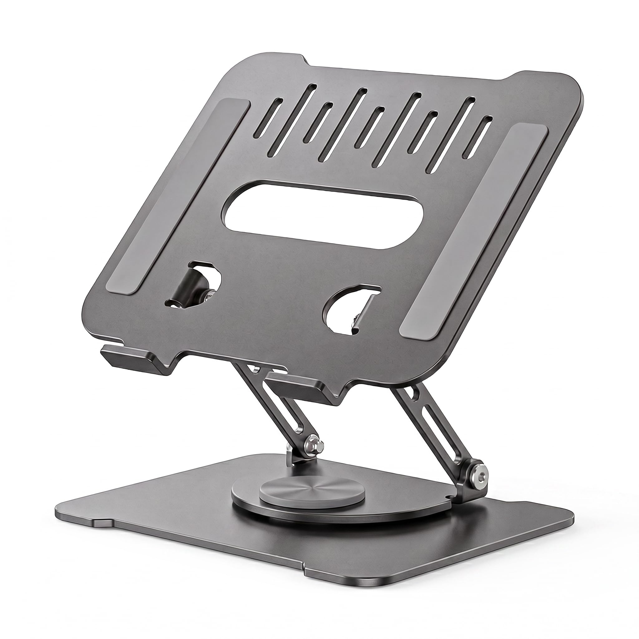 Suporte Notebook Alumínio Giratório Articulado até 17" Ajustável (PRATA) | Base 360 Graus