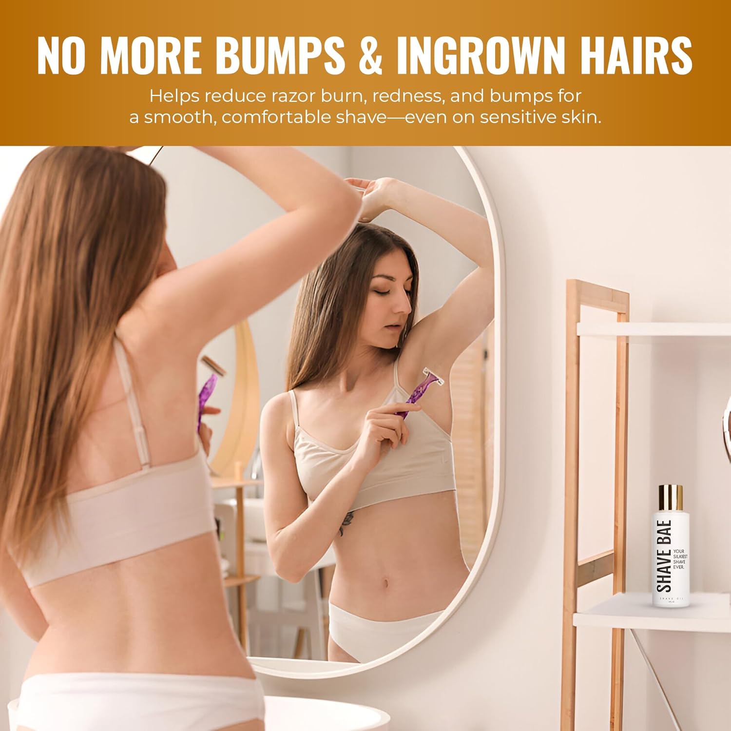 All-Natural Shave Oil – No Razor Burn or Bumps - Get a Silky Smooth Shave - Plant-Based, Nontoxic Shaving Oil Perfect for Bikini Body Beard | Made in USA, 4 Fl Oz