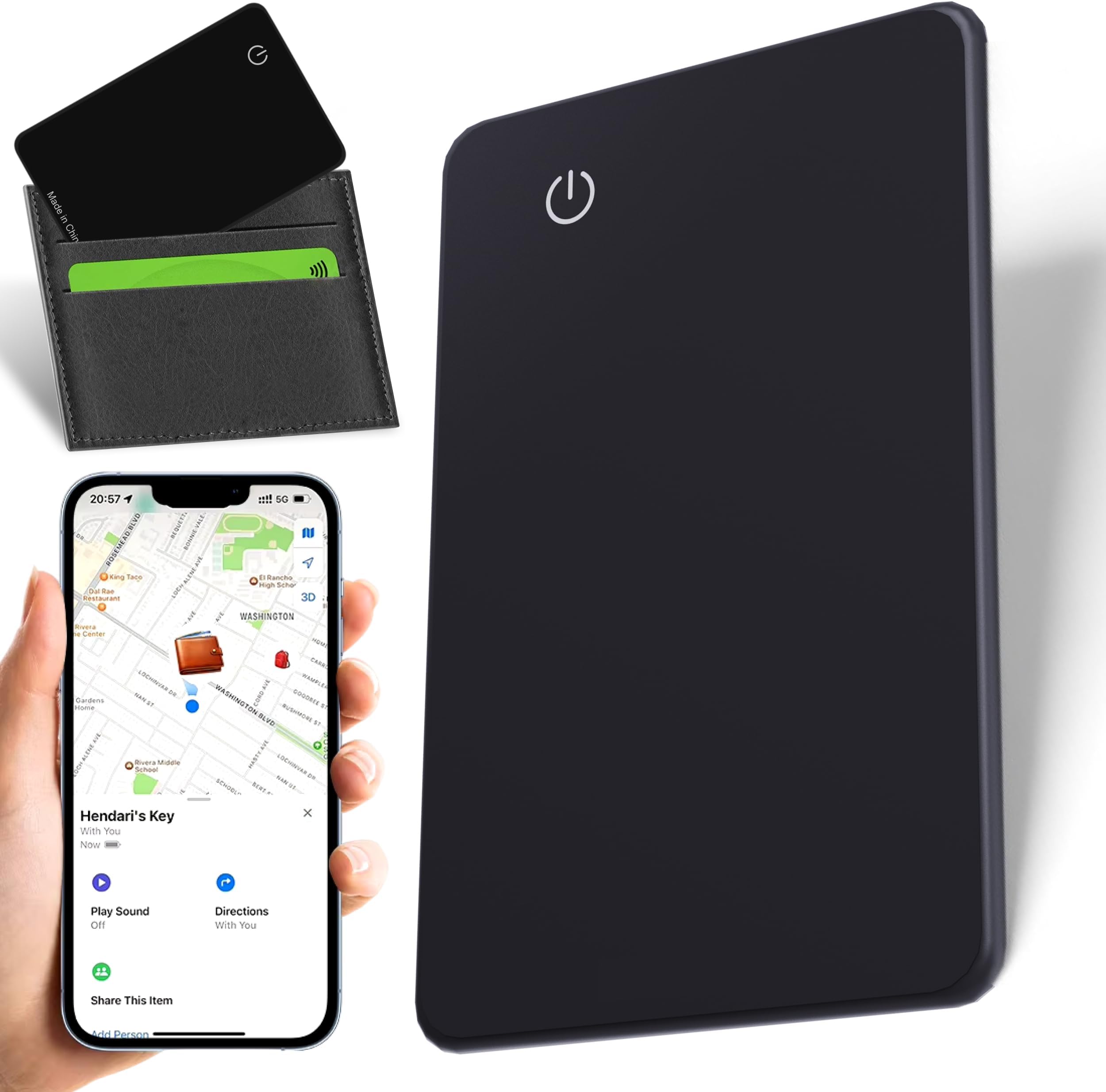 Skywin Wallet Tracker Card - Thin Wallet Locator Tracker Card for iOS, Tracker Wallet Finder for Men and Women - Item Finders Find Keys, Phone, Wallet, Locate Anything (Black)