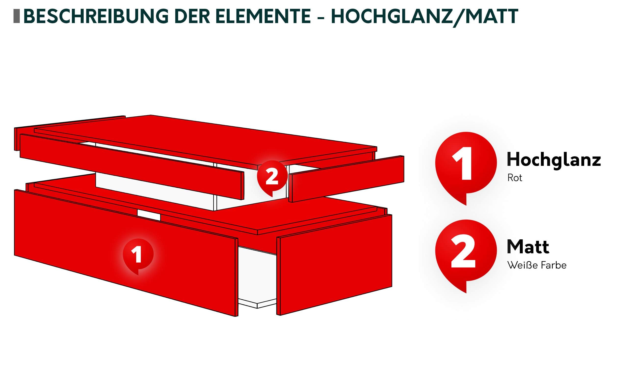 Mirjan24 Couchtisch Serkuzo 120 mit Blauer LED (Weiß Hochglanz) | Moderner Sofatisch mit Ablagefach und Antirutschfüßen, B/H/T: 120/50/55 cm