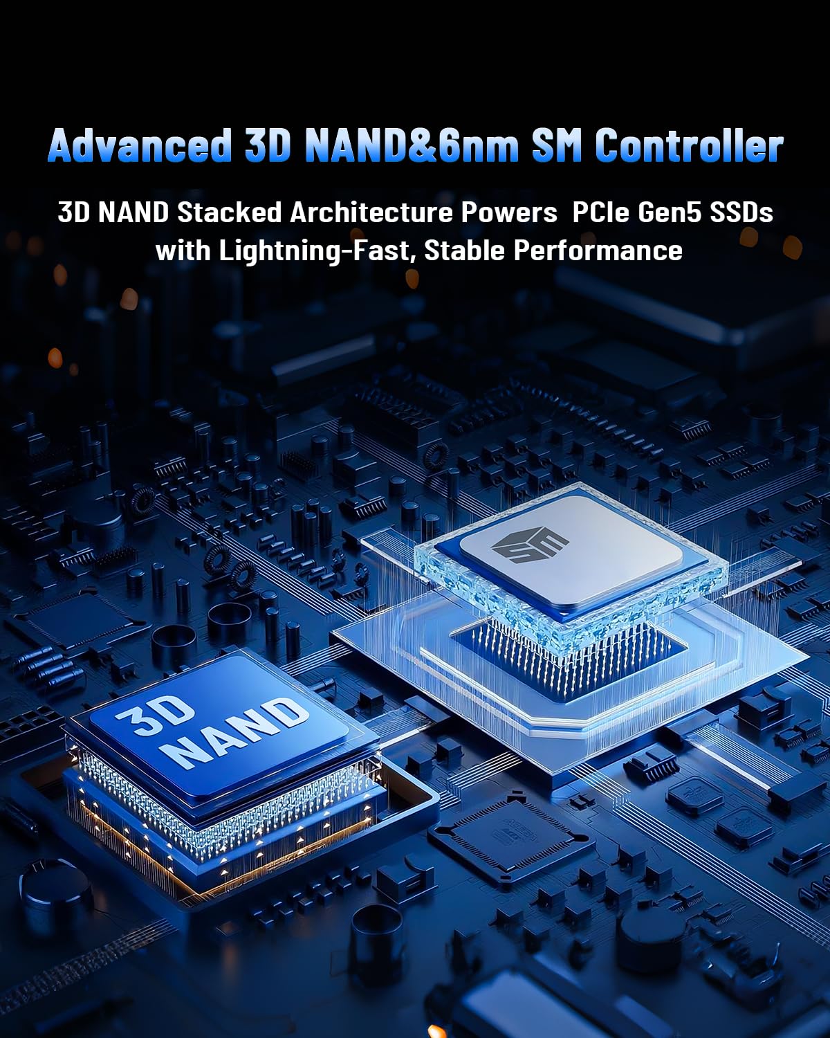 SSD NVMe Gen 5.0 da 4 TB, fino a 14.000 MB/s, cache DRAM, dissipatore di calore in grafene