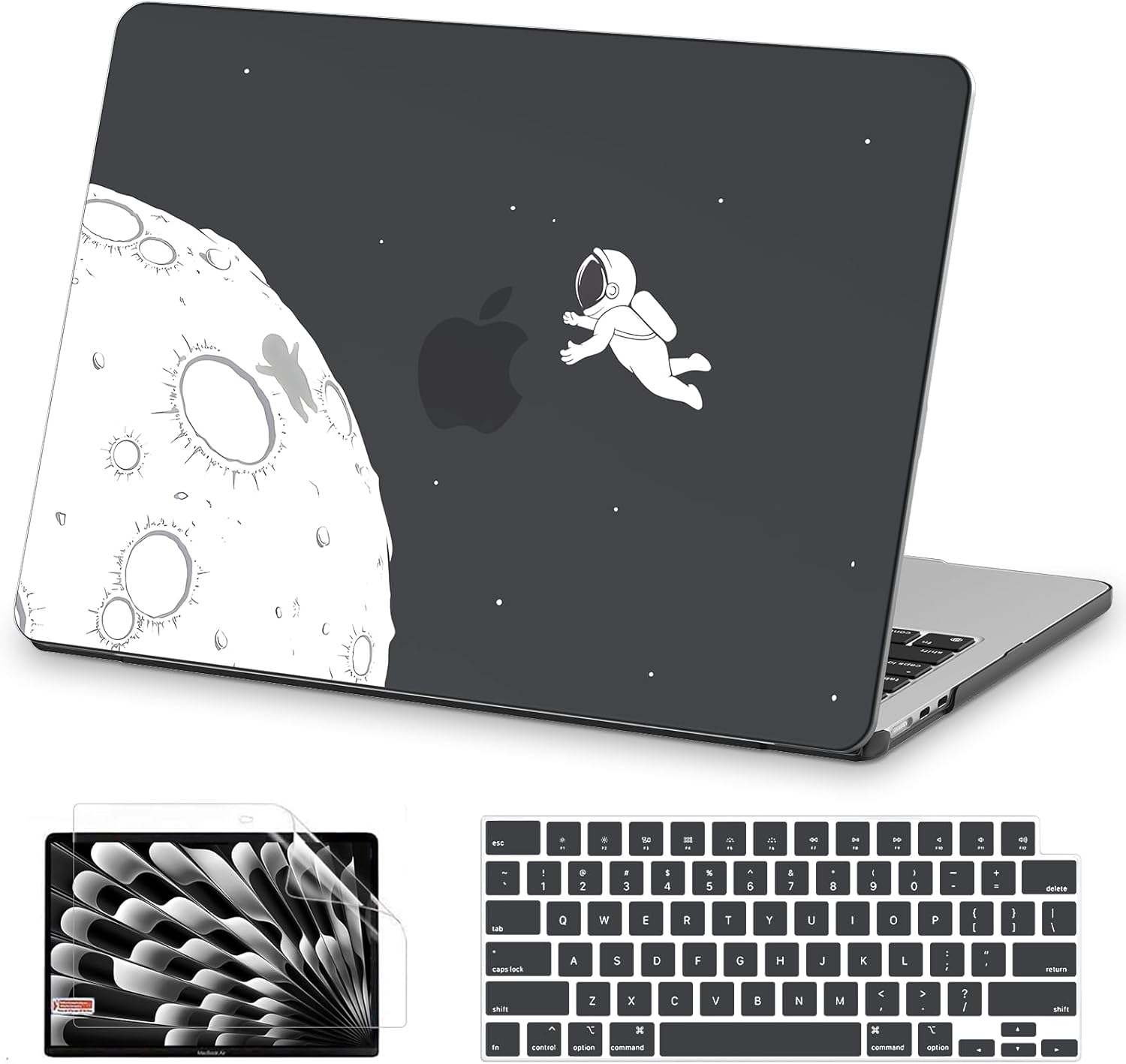 AKIT Compatible with MacBook Air 13 inch Case 2026 2025 2024-2022 M4 M3 M2 A3240 A3113 A2681, Pattern Hard Shell Laptop Case+Screen Protector+Keyboard Cover for MacBook Air 13.6 inch, Astronaut