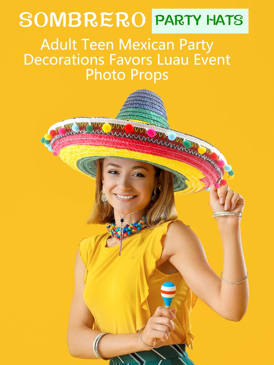 Giant Mexican Sombrero Hat Multicolor Straw Sombrero Hat Large Cinco De Mayo Fiesta Headband for Mexican Costume