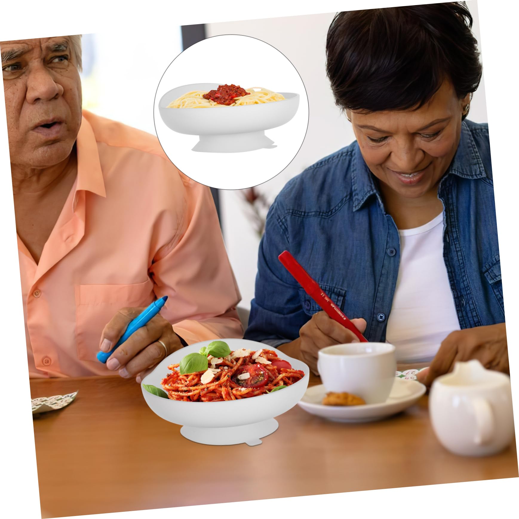 UKCOCO Plato Adaptativo Antivuelco con Base de Ventosa para Comidas Autogestionadas Utensilios para Personas Mayores y Discapacitados Diseño Antideslizante y Prueba de Derrames Color