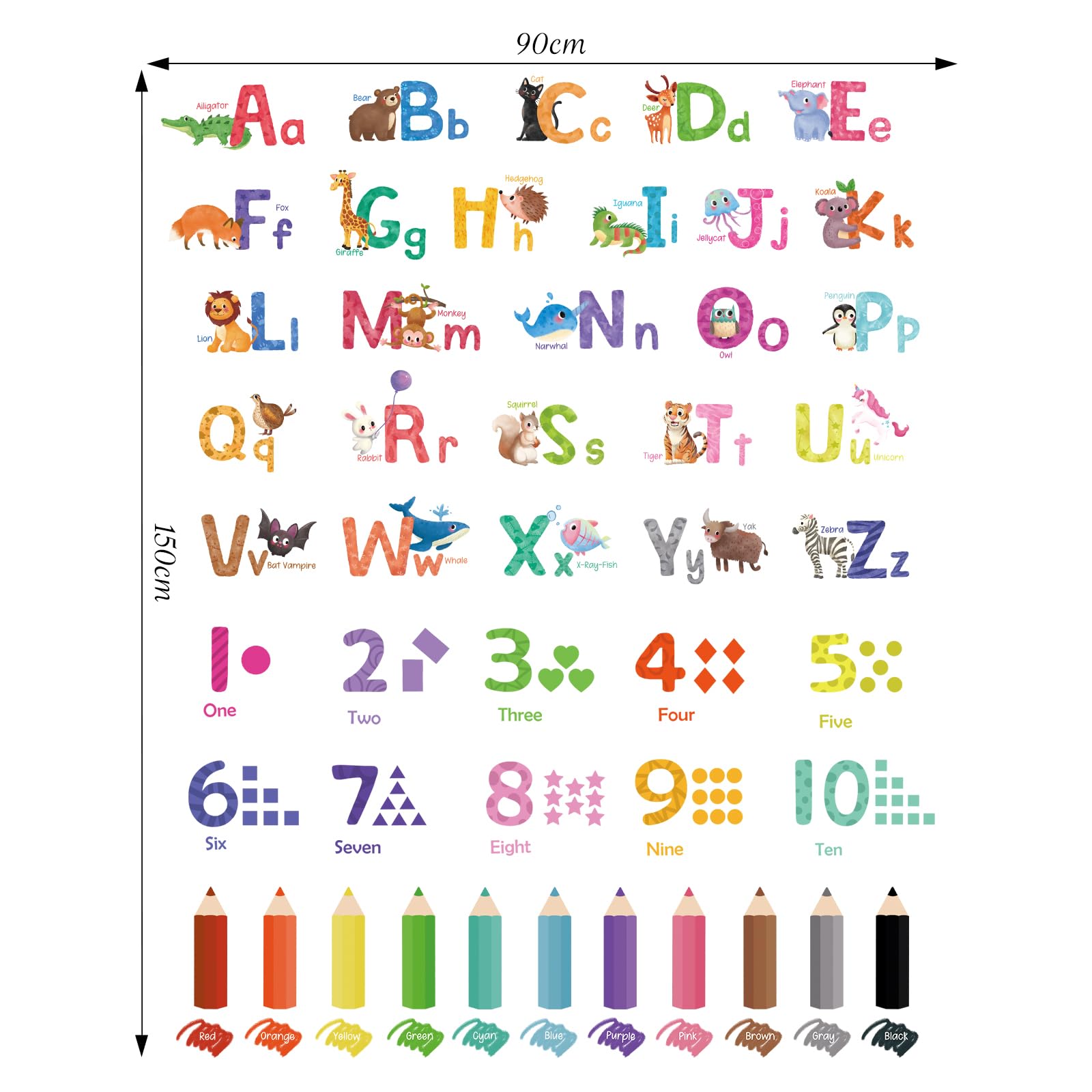 SHUCHING Stickers Muraux Alphabet Enfants, Autocollant Mural Couleur et Chiffres, Décoration Murale pour Chambre Bébé Crèche