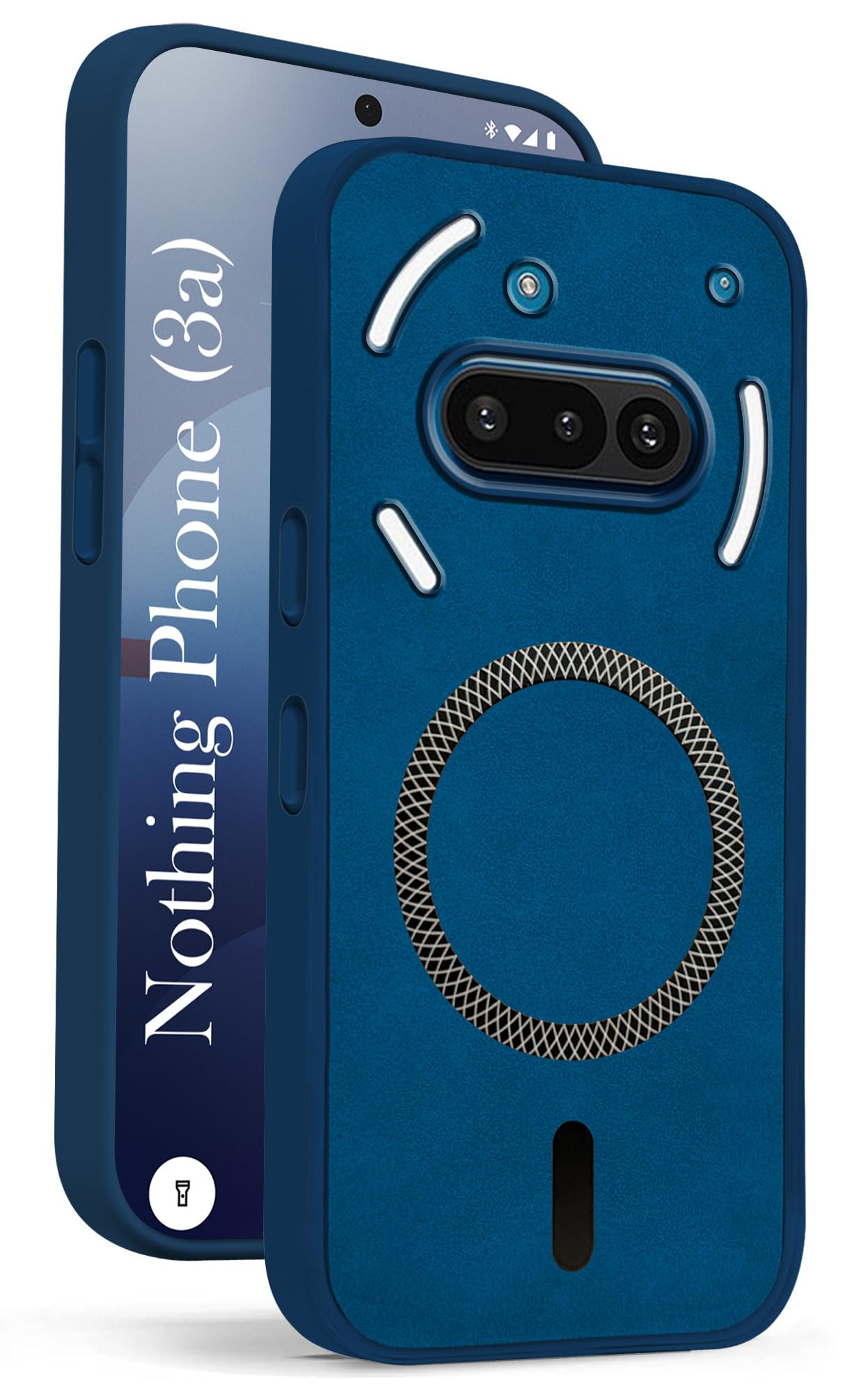 Nothing Phone (3a) ブルー 社外品ケース付き Jkobi Leather Finish Back Cover Case for Nothing Phone 3A 5G
