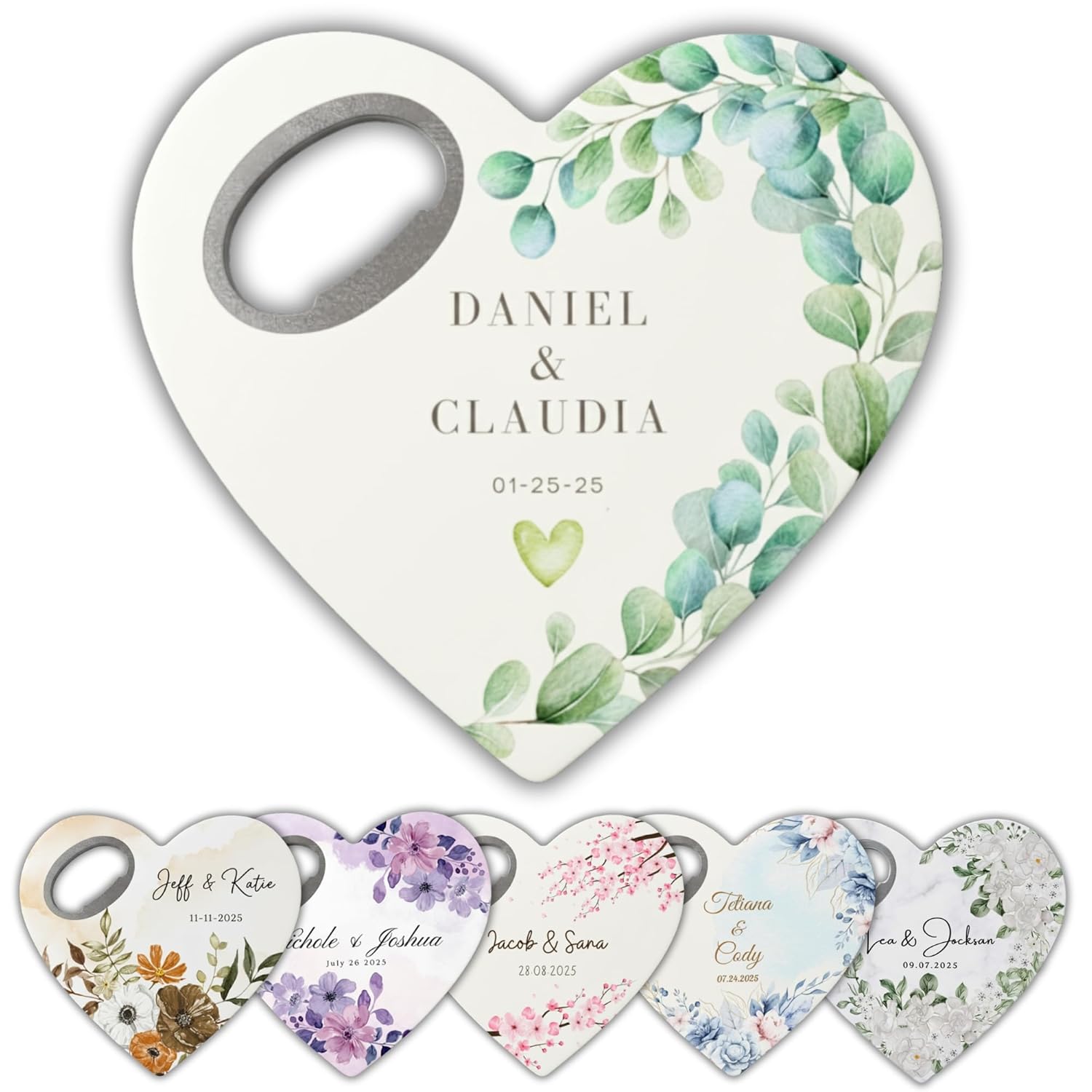 Custom Heart-Shaped Magnet Bottle Opener – Personalized Wedding Favor, Bridal Shower Gift for Guests, Thank You Souvenir (Pack of 30) (Only Bottle Opener)